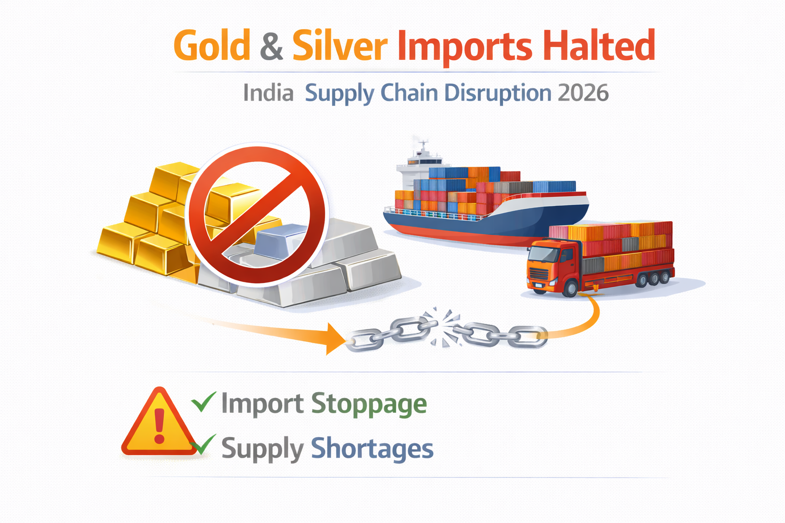 gold silver imports halted India supply chain disruption infographic 2026